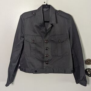 1970s Vintage Cropped Military Style Jacket. Grey light wear size 46